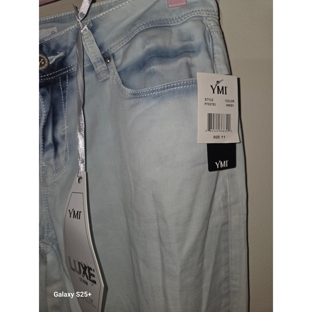 YMI Luxe Denim Light Wash Distressed Skinny Jeans  Size 11 NEW - Picture 4 of 4
